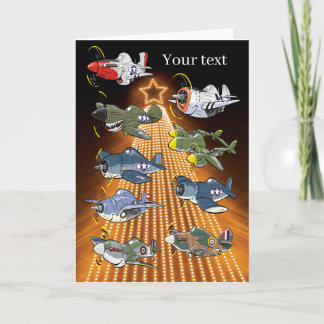第2次世界大戦ファイター飛行機クリスマスカードテンプレート シーズンカード