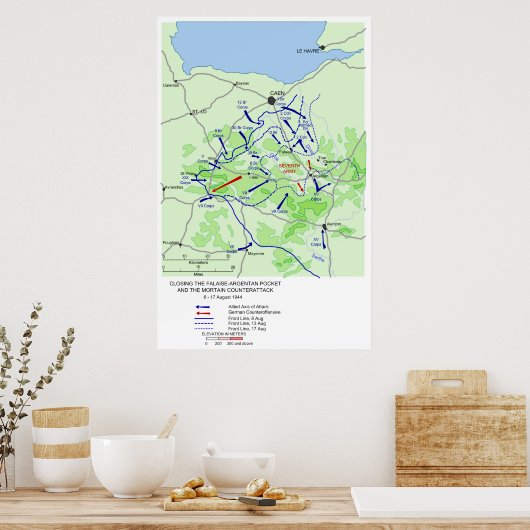 第2次世界大戦ファレーズポケットマップ ポスター (キッチン)