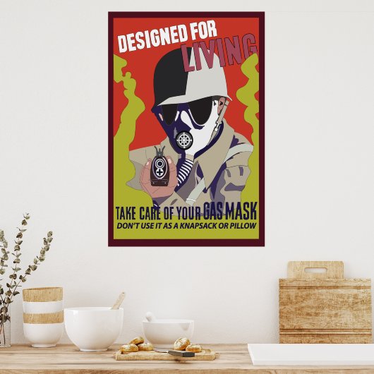 第2次世界大戦ポスター気にはガスマスクの取り込み ポスター (キッチン)