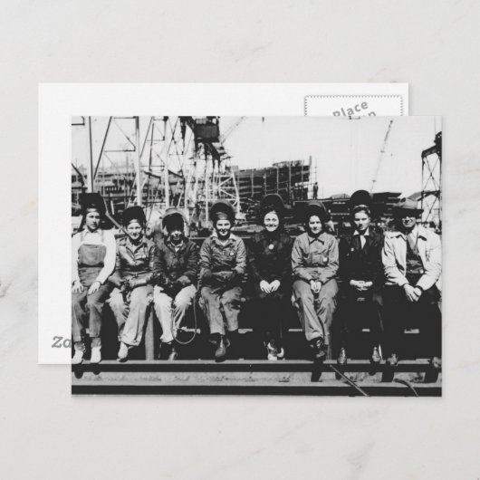 第2次世界大戦中の女性の歓迎グループ ポストカード (正面/裏面)