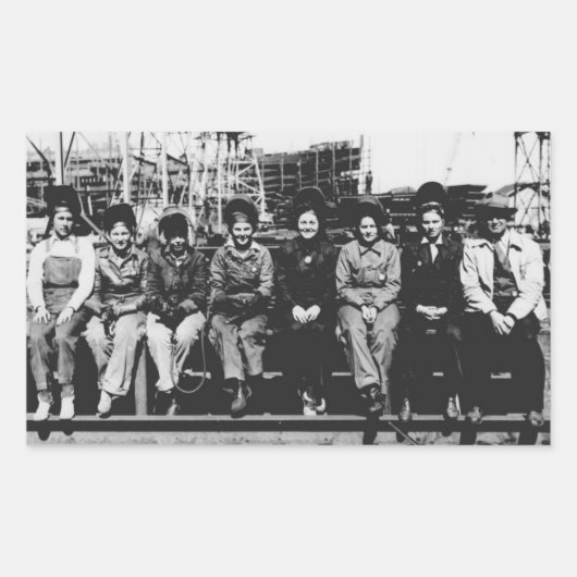 第2次世界大戦中の女性の歓迎グループ 長方形シール (正面)