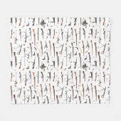 第2次世界大戦兵器パターン フリースブランケット (正面(横))