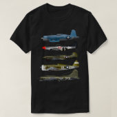 第2次世界大戦戦闘機B17 P51ムスタンF4UコルセアP40ワルハ Tシャツ (デザイン正面)