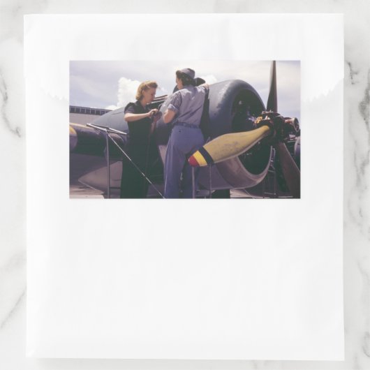 第2次世界大戦航空整備士 長方形シール (バッグ)