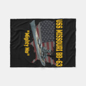 第2次世界大戦船&amp；韓国戦争米国ミズーリ戦艦 フリースブランケット (正面(横))