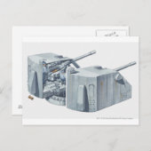 第2次世界大戦艦の砲塔イラストレーション ポストカード (正面/裏面)