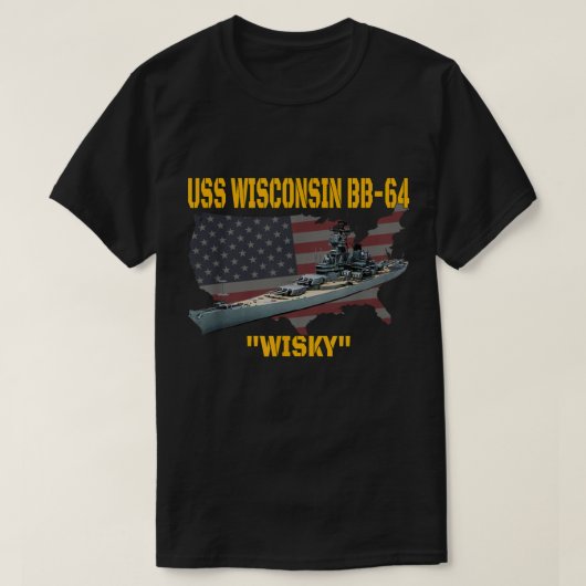 第2次世界大戦艦・朝鮮戦争戦艦ウィスコンシンBB- Tシャツ (デザイン正面)