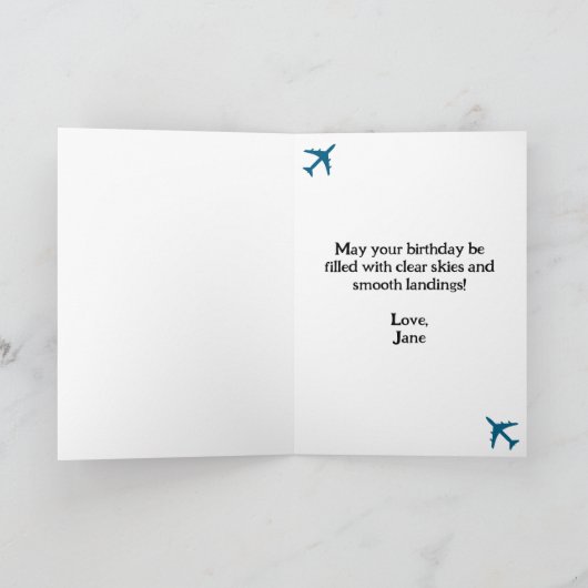 第2次世界大戦軍隊飛んでいる飛行機航空誕生日 カード (内部)