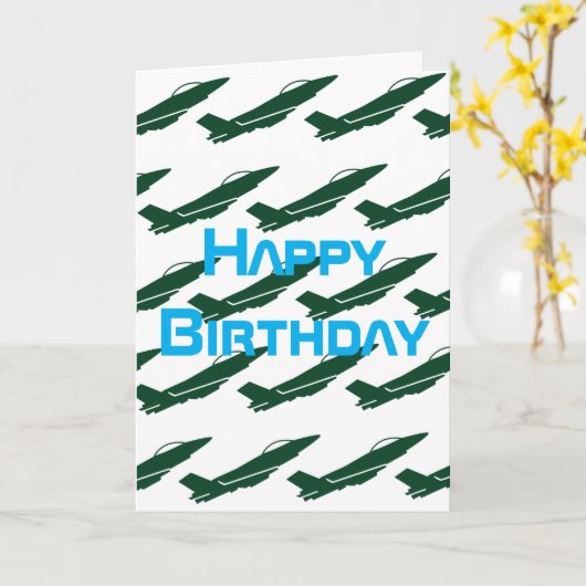 第2次世界大戦軍隊飛んでいる飛行機航空誕生日 カード (黄色い花)