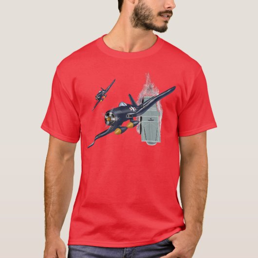 第2次世界大戦飛行機戦闘機戦闘機F4Uコルセア航空機 Tシャツ (正面)
