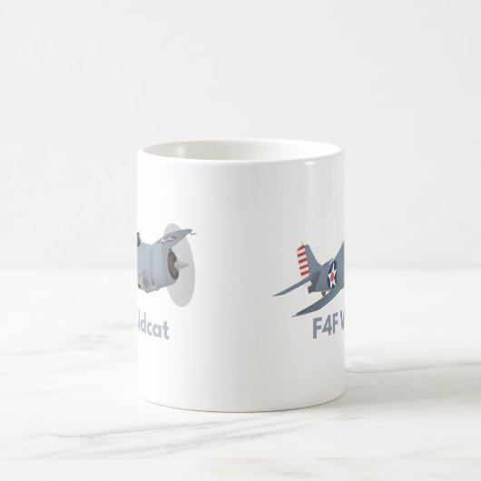 第2次世界大戦F4F山猫飛行機 コーヒーマグカップ (中央)