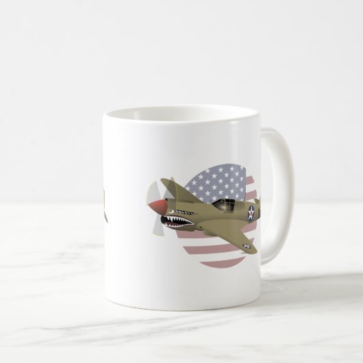 第2次世界大戦P-40ワルシャーク飛行機 コーヒーマグカップ (正面右)