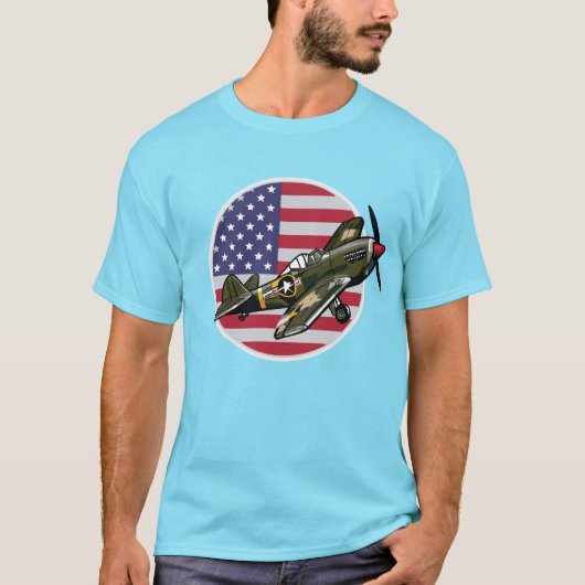 第2次世界大戦P-40ワルホーク Tシャツ (正面)
