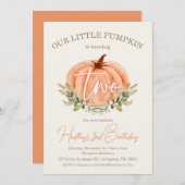 第2次誕生日リトルカボチャ秋/秋 招待状 (正面/裏面)