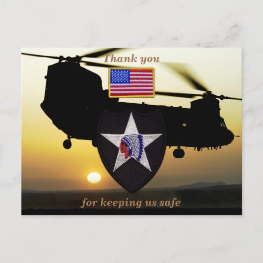 第2歩兵indihead退役軍人vetsパッチ ポストカード (正面)