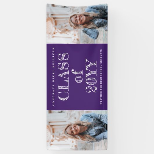 第2種はっきりした写真卒業パーティー 横断幕 (縦)