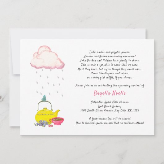 第2第3ベビーのためのお茶会のベビーシャワーの招待状 招待状 (正面)