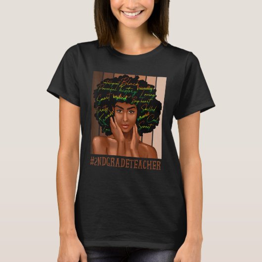 第2級先生アフロ・アフリカ・アメリカ人女性ブラック Tシャツ (正面)