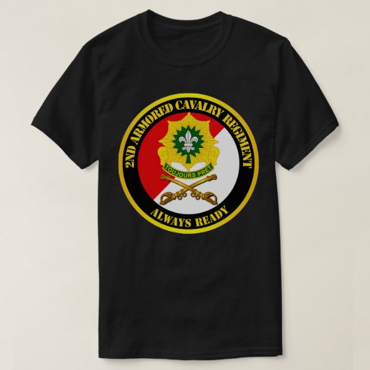 第2装甲騎兵の連隊DUI赤白常時点灯 Tシャツ (デザイン正面)