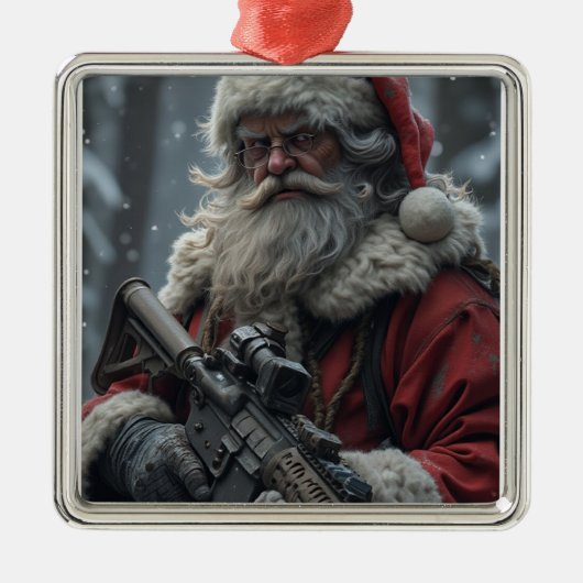 第2補正おもしろいサンタクロースのクリスマス メタルオーナメント (正面)