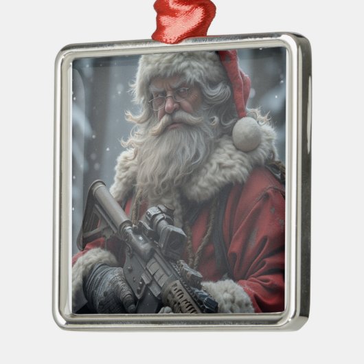 第2補正おもしろいサンタクロースのクリスマス メタルオーナメント (左)
