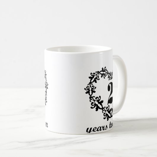 第2記念日マグ一緒の2年のハートのギフトの コーヒーマグカップ (正面右)