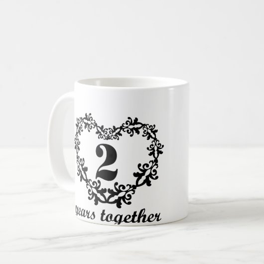 第2記念日マグ一緒の2年のハートのギフトの コーヒーマグカップ (正面左)