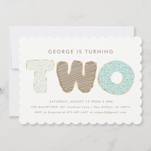 第2誕生会ドーナツテーマの招待状 招待状 (正面)