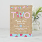 第2誕生日のお茶会2の2バーラップのバラの招待 招待状 (スタンド正面)