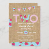 第2誕生日のお茶会2の2バーラップのバラの招待 招待状 (正面/裏面)