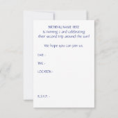 第2誕生日のまわりに公転太陽 招待状 (裏面)