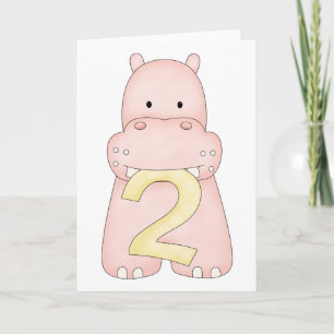第2誕生日のカバ(ピンク) カード