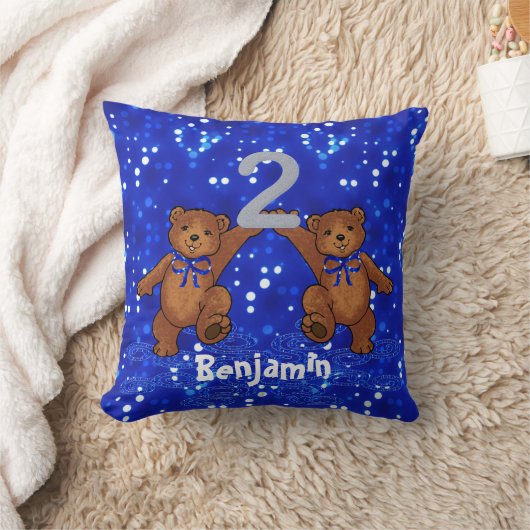 第2誕生日のテディー・ベア クッション (ブランケット)