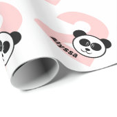 第2誕生日のパンダの2歳のカスタムな女の子の名前 ラッピングペーパー (ロールコーナー)