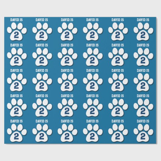 第2誕生日の名前をカスタムするの青い足はP05を印刷します ラッピングペーパー (フラット)