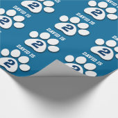 第2誕生日の名前をカスタムするの青い足はP05を印刷します ラッピングペーパー (コーナー)