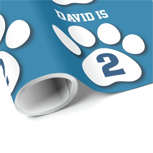 第2誕生日の名前をカスタムするの青い足はP05を印刷します ラッピングペーパー (ロールコーナー)