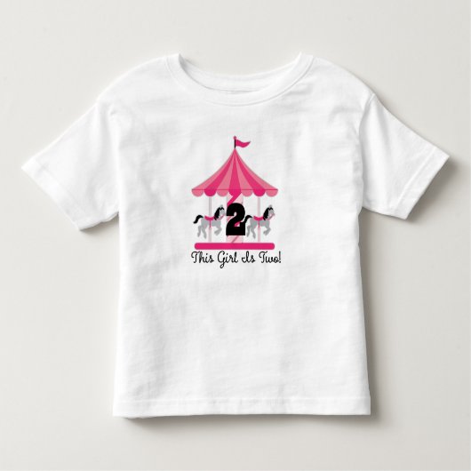 第2誕生日の回転木馬の女の子はTシャツを波立たせました トドラーTシャツ (正面)
