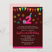 第2誕生日の女の子のかわいいパーティの招待状 招待状 (正面/裏面)