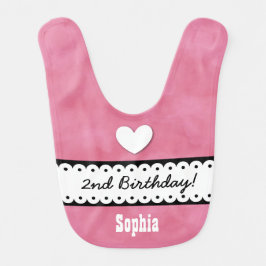 第2誕生日の女の子のハートおよびスカラップで仕上げられたリボンA07Z ベビービブ