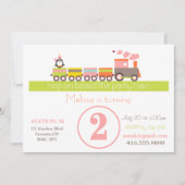 第2誕生日の女の子の列車の招待状 招待状 (正面)