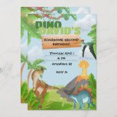 第2誕生日の恐竜誕生日招待状 招待状 (正面/裏面)