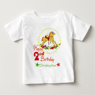第2誕生日の揺り木馬 ベビーTシャツ