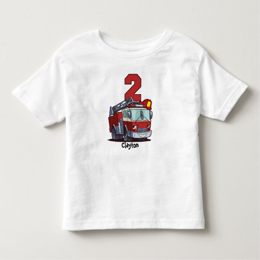 第2誕生日の普通消防車 トドラーTシャツ (正面)