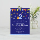 第2誕生日の男の子のかわいいパーティの招待状 招待状 (スタンド正面)
