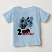 第2誕生日のTシャツおよびギフトを競争させるオートバイ ベビーTシャツ (正面)
