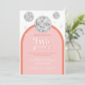 第2誕生日オレンジピンクレトロディスコアーチ 招待状 (スタンド正面)