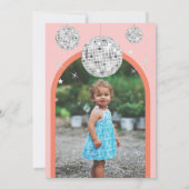 第2誕生日オレンジピンクレトロディスコアーチ 招待状 (裏面)
