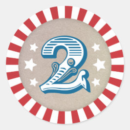 第2誕生日サーカスをテーマにしたカーニバルステッカー2 ラウンドシール