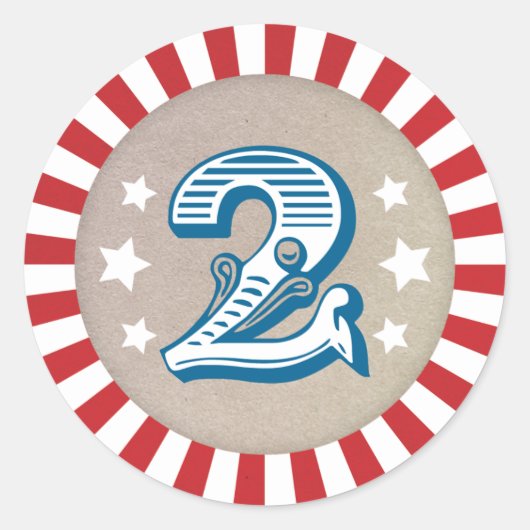 第2誕生日サーカスをテーマにしたカーニバルステッカー2 ラウンドシール (正面)